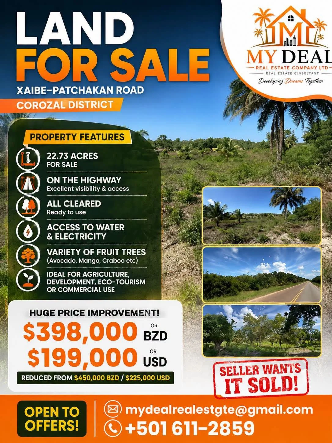 22.73 ACRES FARM LAND FOR SALE – XAIBE-PATCHAKAN ROAD, COROZAL DISTRICT 💰 (NO SELLER FINANCING AVAILABLE. HOWEVER, THE SELLER IS MOTIVATED AND OPEN TO REASONABLE OFFERS.) Location: Neighborhood, Corozal